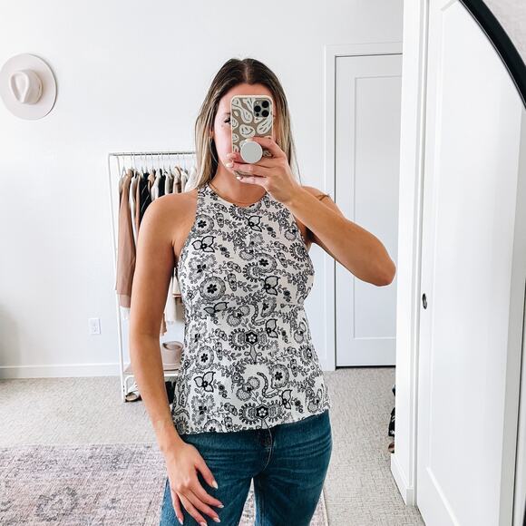 ALC B&W Floral Silk Tank Top - Picture 6 of 12